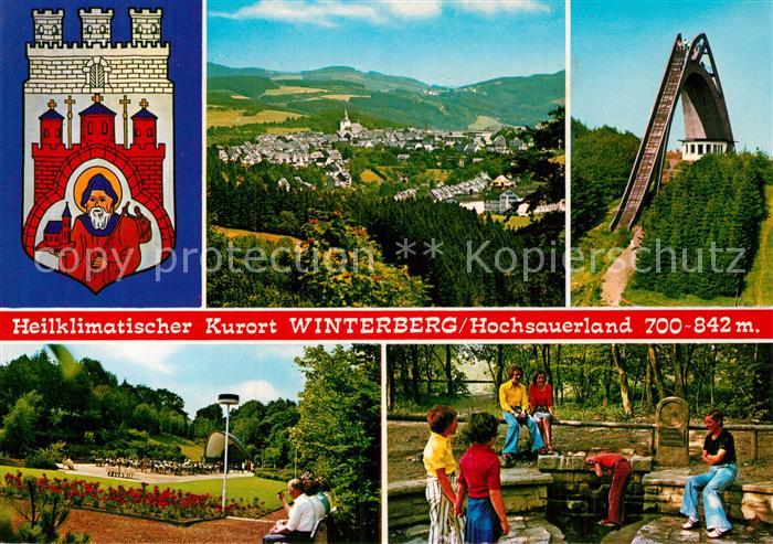 Winterberg Hochsauerland Panorama Skisprungschanze Kurpark Konzertpavillon Brunn