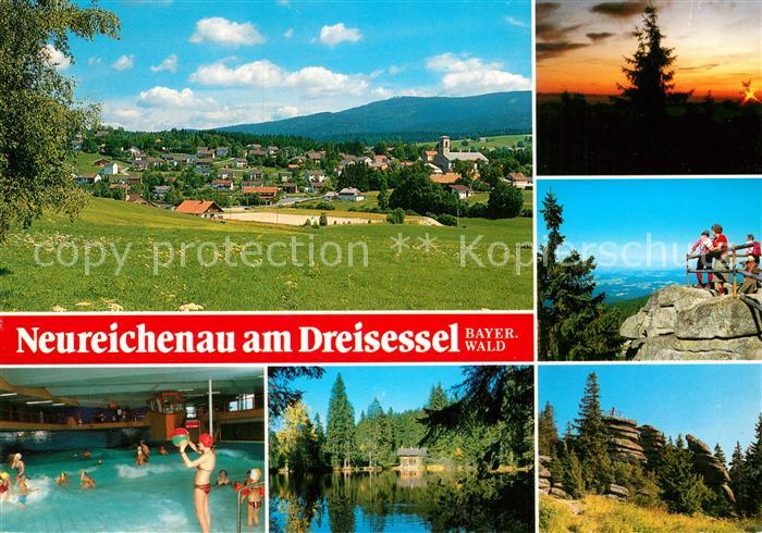 Neureichenau Panorama Sonnenuntergang Dreisessel Aussichtspunkt Felsen See Halle