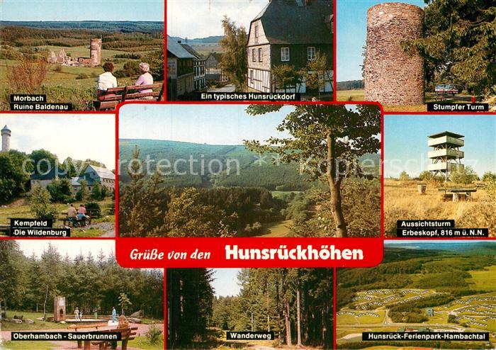 Hunsrueck Landschaftspanorama Hunsrueckhoehen Ruine Baldenau Wildenburg Sauerbru