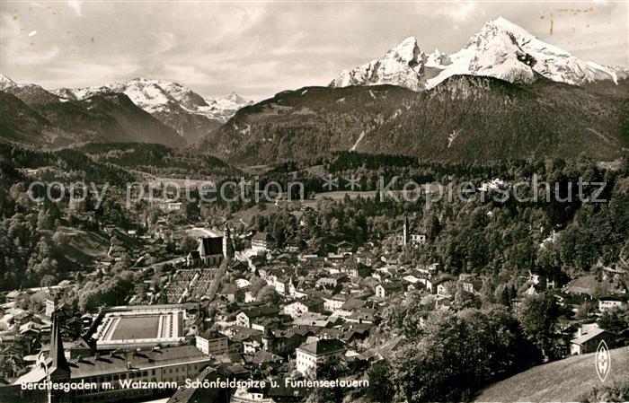 Berchtesgaden Gesamtansicht mit Watzmann Schoenfeldspitze Fuenfenseetauern Alpen