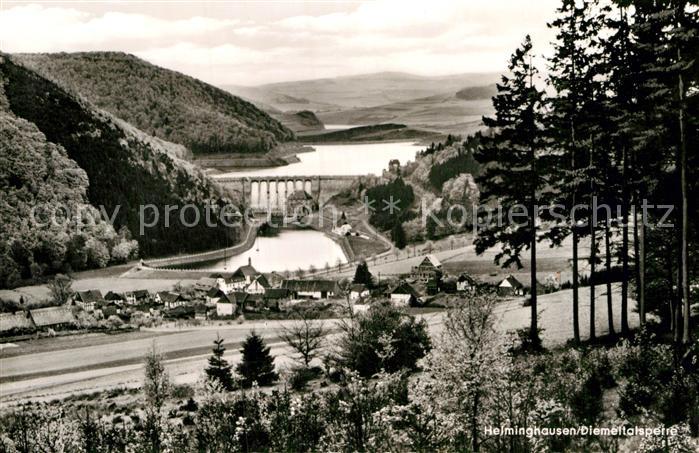 Helminghausen Ausblick vom Brand mit Sperrmauer Diemeltalsperre