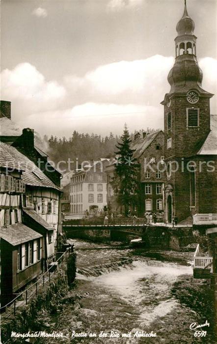 Monschau Romantisches Staedtchen an der Rur Perle der Nordeifel Kirche