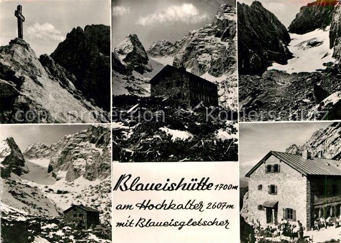 Blaueishuette Berchtesgaden Gipfelkreuz Blaueisgletscher Berghaus Gebirgspanoram