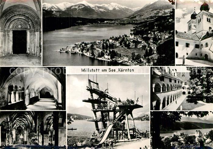 Millstatt Millstaettersee Panorama Alpen Stiftskirche Innenansicht Badestrand Sp