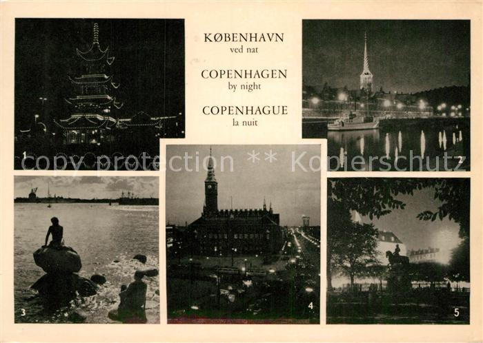 Kopenhagen Tivoli Boerse Rathaus Koenigsplatz Denkmal Nachtaufnahmen