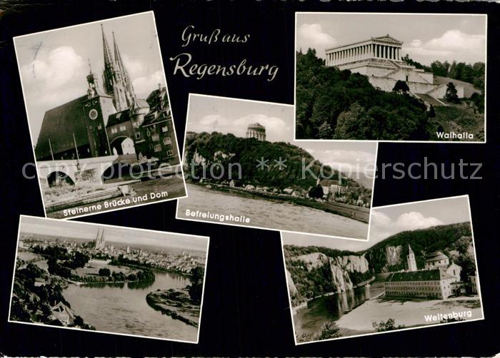 REGENSBURG Bayern Steinerne Bruecke Dom St Peter Walhalla Befreiungshalle Welten