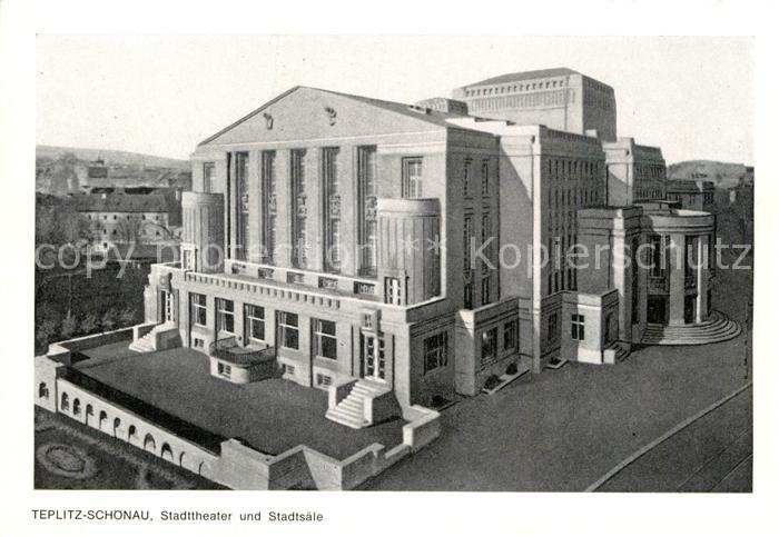 Teplitz-Schoenau Teplice Stadttheater und Stadtsaele