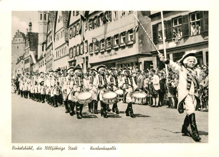 Dinkelsbuehl 1000jaehrige Stadt Knabenkapelle Festumzug Kupfertiefdruck