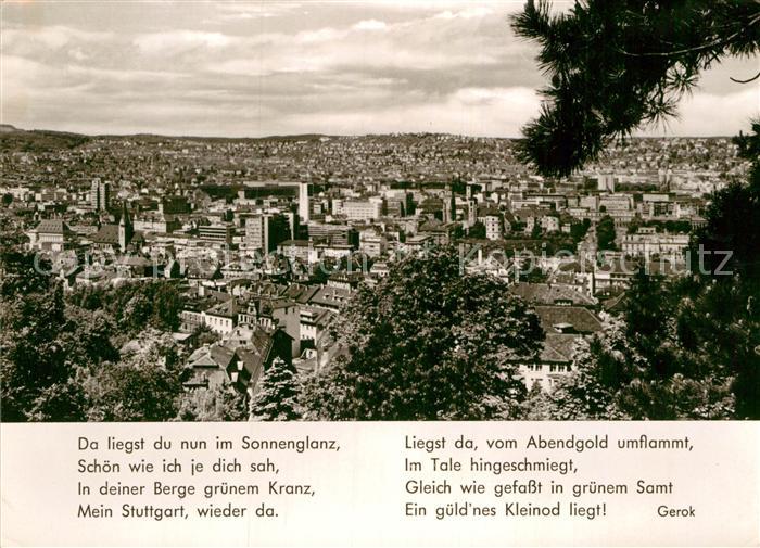 STUTTGART  CITY Stadtpanorama Gedicht Gerok