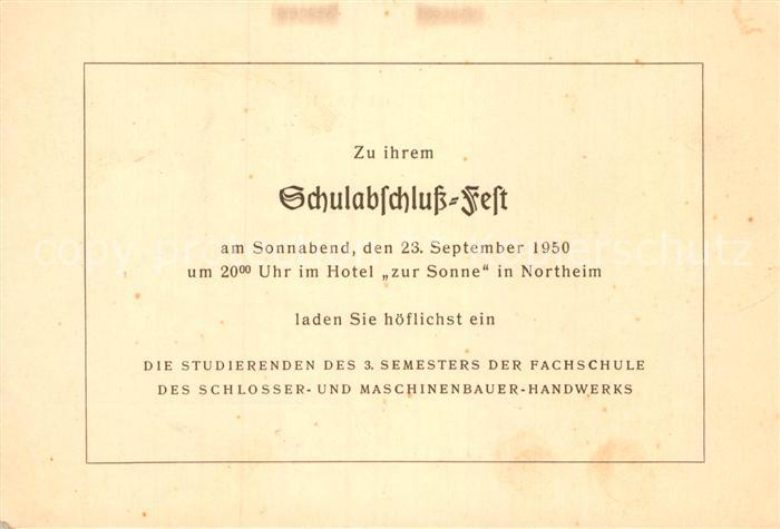 Northeim Einladung Schulabschlussfest Fachschule fuer Schlosser- und Maschinenba