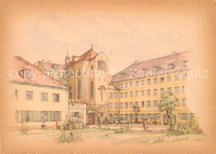 Muenchen Bayern Neugestaltung der Hoefe hinter der Johann Nepomuk Kirche Kuenstl