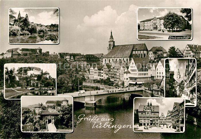 Tuebingen Partie am Neckar Universitaet Innenstadt Marktplatz Bruecke Kirche Alt