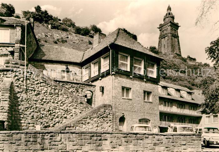 Kyffhaeuser Blick zum Kyffhaeuserdenkmal und zum FDGB Erholungsheim Glueckauf