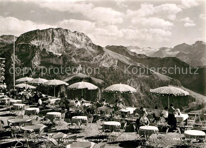Berchtesgaden Jennerbahn Berggaststaette mit Fagstein und Steinernem Meer Alpenp