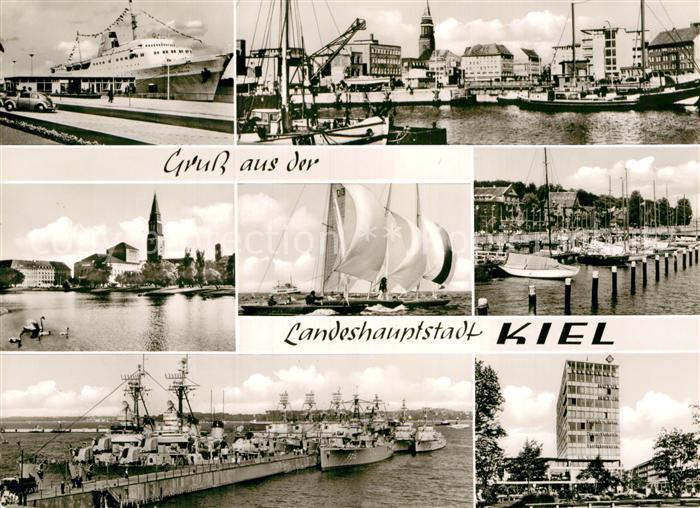 KIEL  CITY Hafen Hochseeschiff Segelboote Tirpitzmole Marine Kriegsschiff Hochha