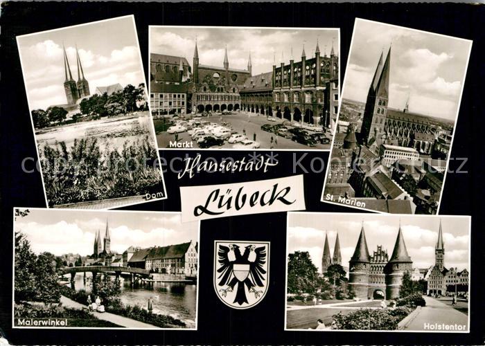 Luebeck Dom Markt St Marien Kirche Malerwinkel Bruecke Holstentor Wappen