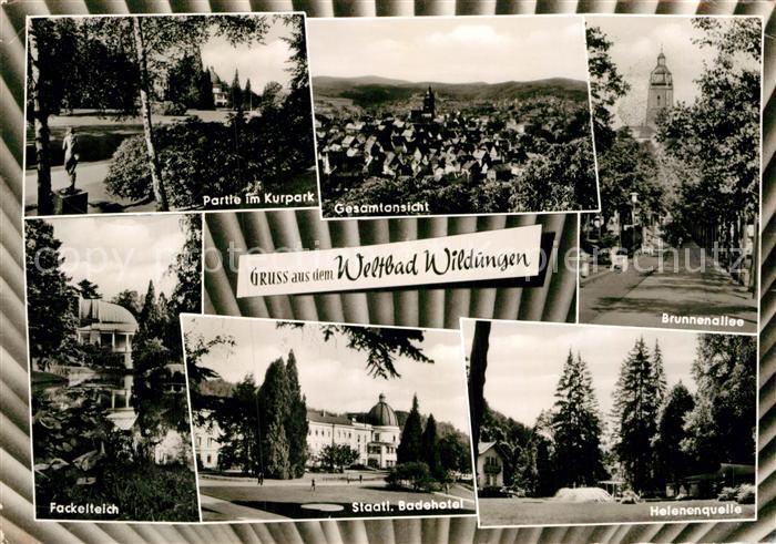 Bad Wildungen Kurpark Brunnenallee Helenenquelle Badehotel Fackelteich