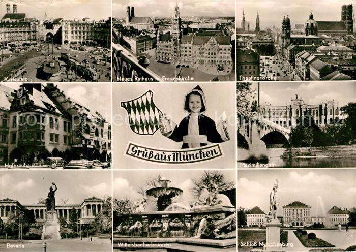 Muenchen Bayern Karlsplatz Hofbraeuhaus Bavaria Denkmal Rathaus Frauenkirche Wit