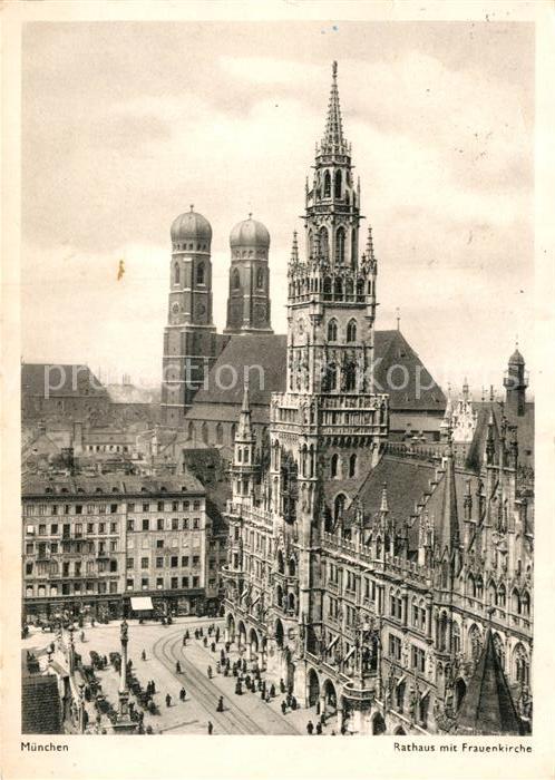Muenchen Bayern Rathaus Frauenkirche