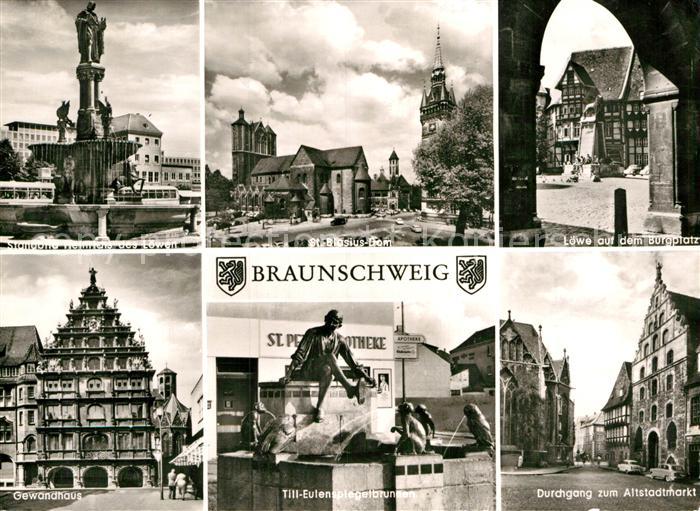 Braunschweig Standbild Heinrich des Loewens Gewandhaus St Blasius Dom Till Eulen