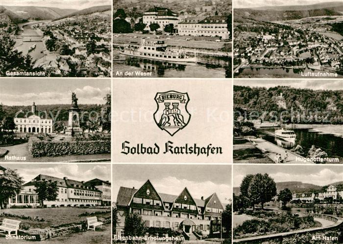 Bad Karlshafen Panorama Weser Rathaus Sanatorium Hugenottenturm Hafen Eisenbahn