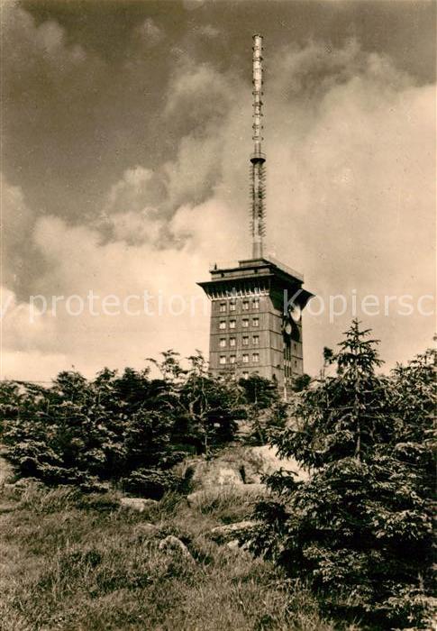 Brocken Harz Blick von Suedwesten Aussichtsturm Sender
