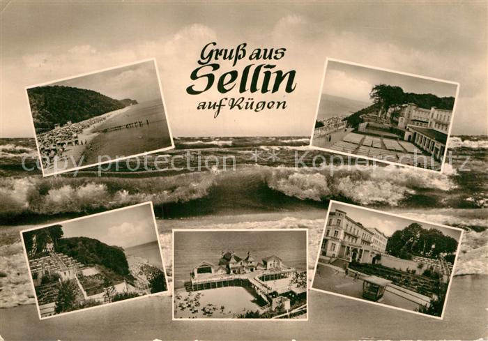 Sellin Ruegen Strand Promenade Brandung Seebruecke