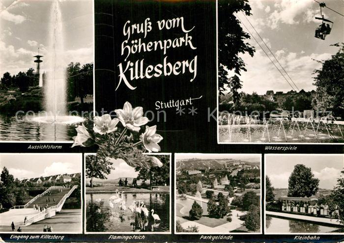 STUTTGART  CITY Hoehenpark Killesberg Fontaene Aussichtsturm Wasserspiele Kleinb