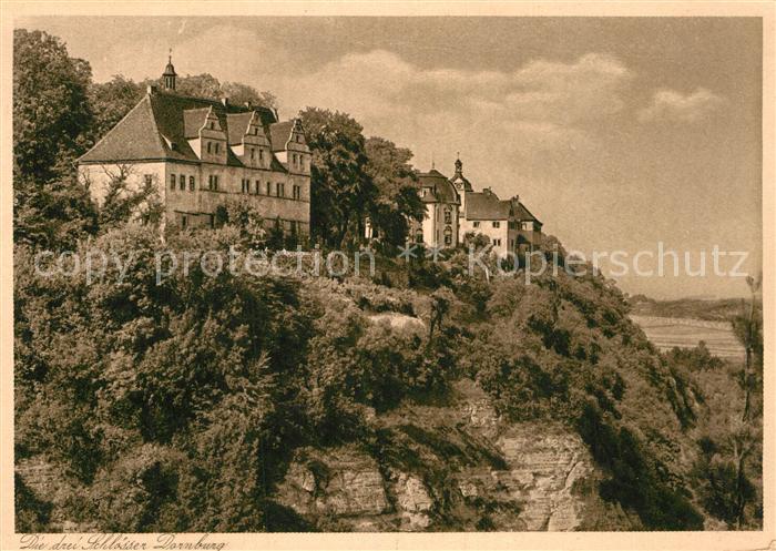 Dornburg Saale Die drei Schloesser Dornburg Goetheschloss Rokokoschloss Altes Sc