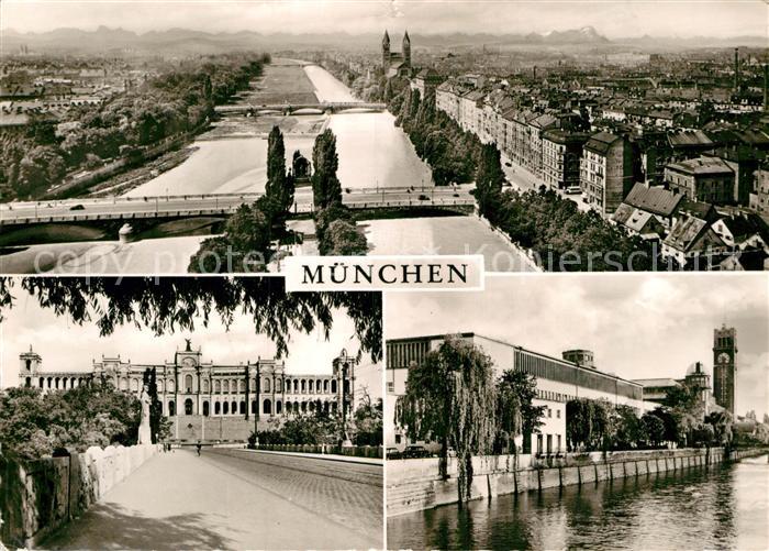 Muenchen Bayern Stadtpanorama Isar Maximilianeaum
