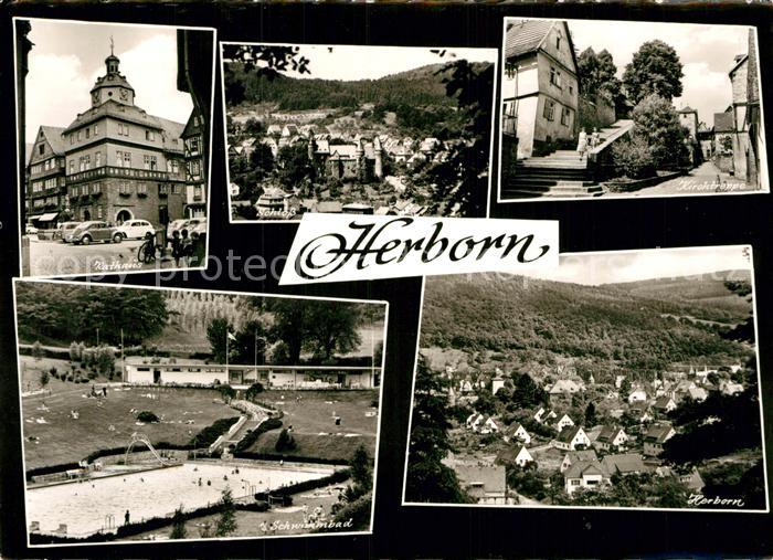 Herborn Hessen Rathaus Schloss Kirchtreppe Schwimmbad Stadtpanorama