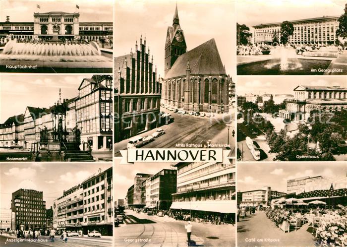HANNOVER  CITY Bahnhof Holzmarkt Anzeiger Hochhaus Rathaus Marktkirche Georgspla