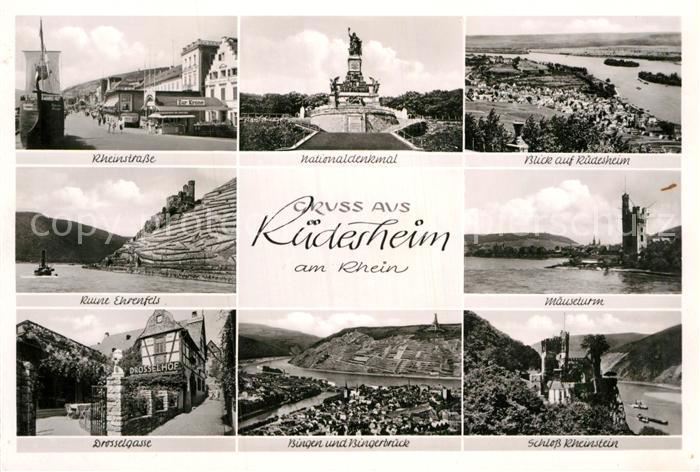 Ruedesheim Rhein Rheinstrasse Ruine Ehrenfels Drosselgasse Nationaldenkmal Binge