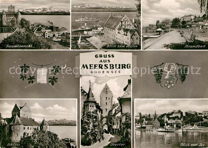 Meersburg Bodensee Hafen Strandbad Schloss Alpenpanorama Obertor Blick vom See