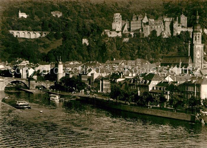 Heidelberg Neckar Blick ueber den Neckar zum Schloss