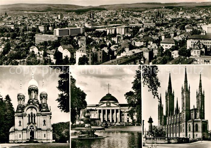 Wiesbaden Stadtpanorama Griechische Kapelle Kurhaus Marktkirche