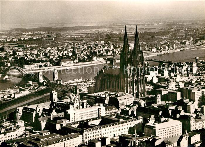 Koeln Rhein Dom Rhein Bruecke Fliegeraufnahme