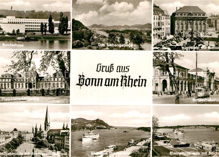 Bonn Rhein Bundeshaus Schloss Muensterplatz Beethoven Denkmal Siebengebirge Mark