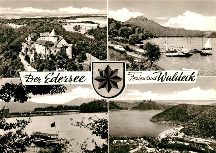 Waldeck Edersee Schloss Bootsanleger Edertalsperre Sperrmauer