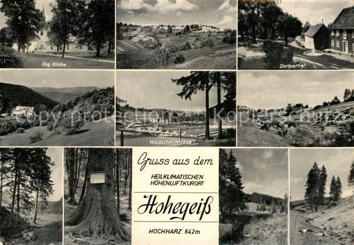 Hohegeiss Harz Dorfpartie Kirche Waldschwimmbad Landschaftspanorama Waldpartie