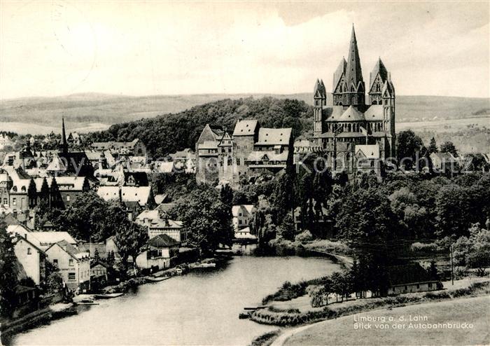 Limburg Lahn Blick von der Autobahnbruecke zum Dom