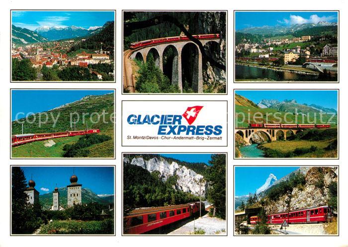 Eisenbahn Glacier-Express St. Moritz Davos Chur Andermatt Brig Zermatt