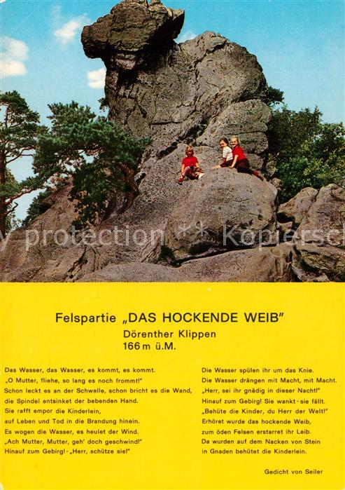 Gedicht auf AK Seiler Felspartie Das Hockende Weib Doerenther Klippen