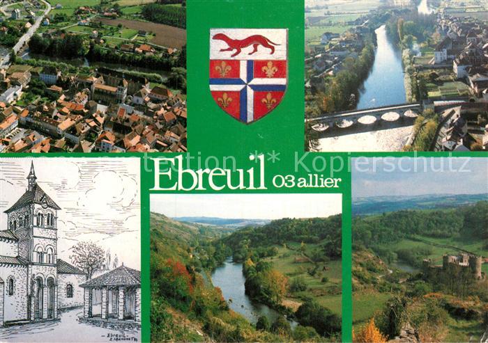 Ebreuil Fliegeraufnahme Centre ville Pnt sur la Sioule