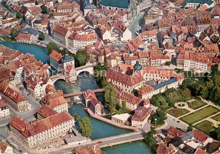 Bamberg Fliegeraufnahme Stadtzentrum altes Rathaus