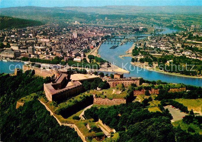 Koblenz Rhein Fliegeraufnahme Festung Ehrenbreitstein