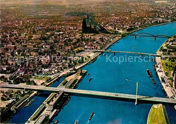 Koeln Rhein Fliegeraufnahme Severinsbruecke Deutzerbruecke Hohenzollernbruecke