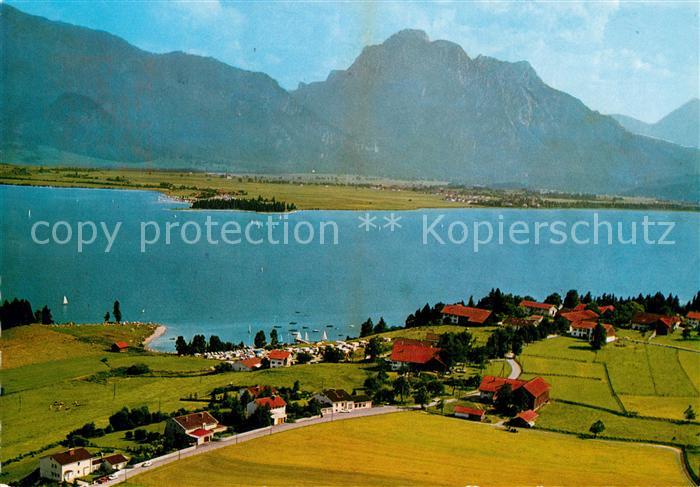 Osterreinen Forggensee Fliegeraufnahme bei Rieden Seepartie Schlo? Neuschwanstei