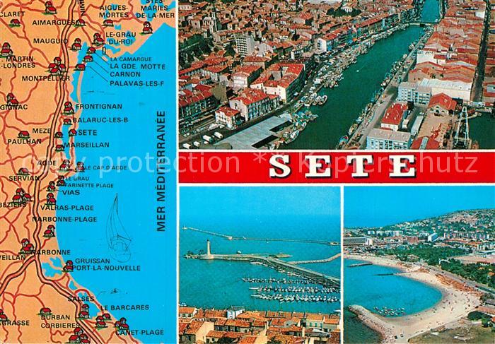 Sete Herault Fliegeraufnahme Strand Hafen Landkarte