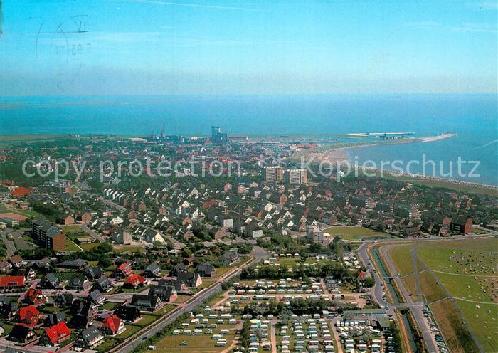 Buesum Nordseebad Fliegeraufnahme mit Camping und Strand